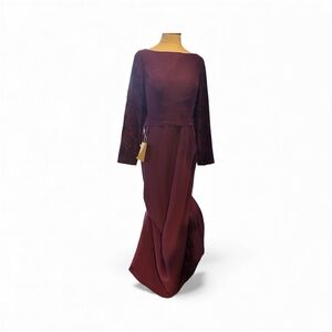 Elegant Long Sleeve Burgundy Dress
